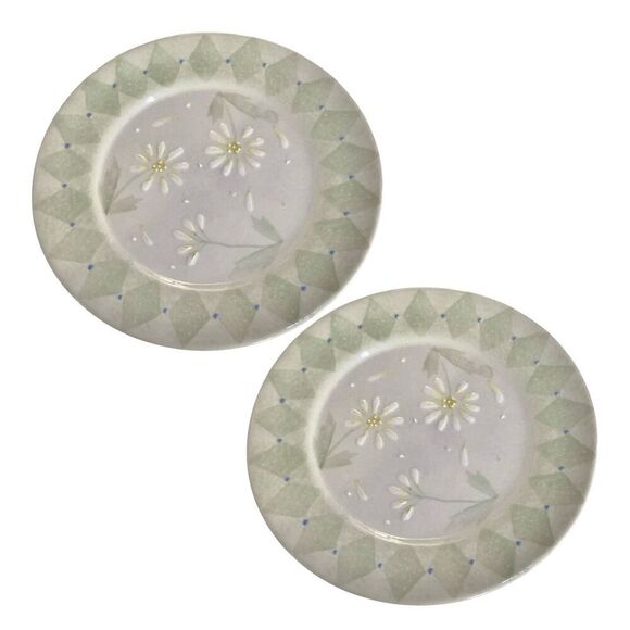 Daisy Salad Luncheon Hand Painted Plates By Deb Mores Block Basics Loves Me (2) - Picture 1 of 4
